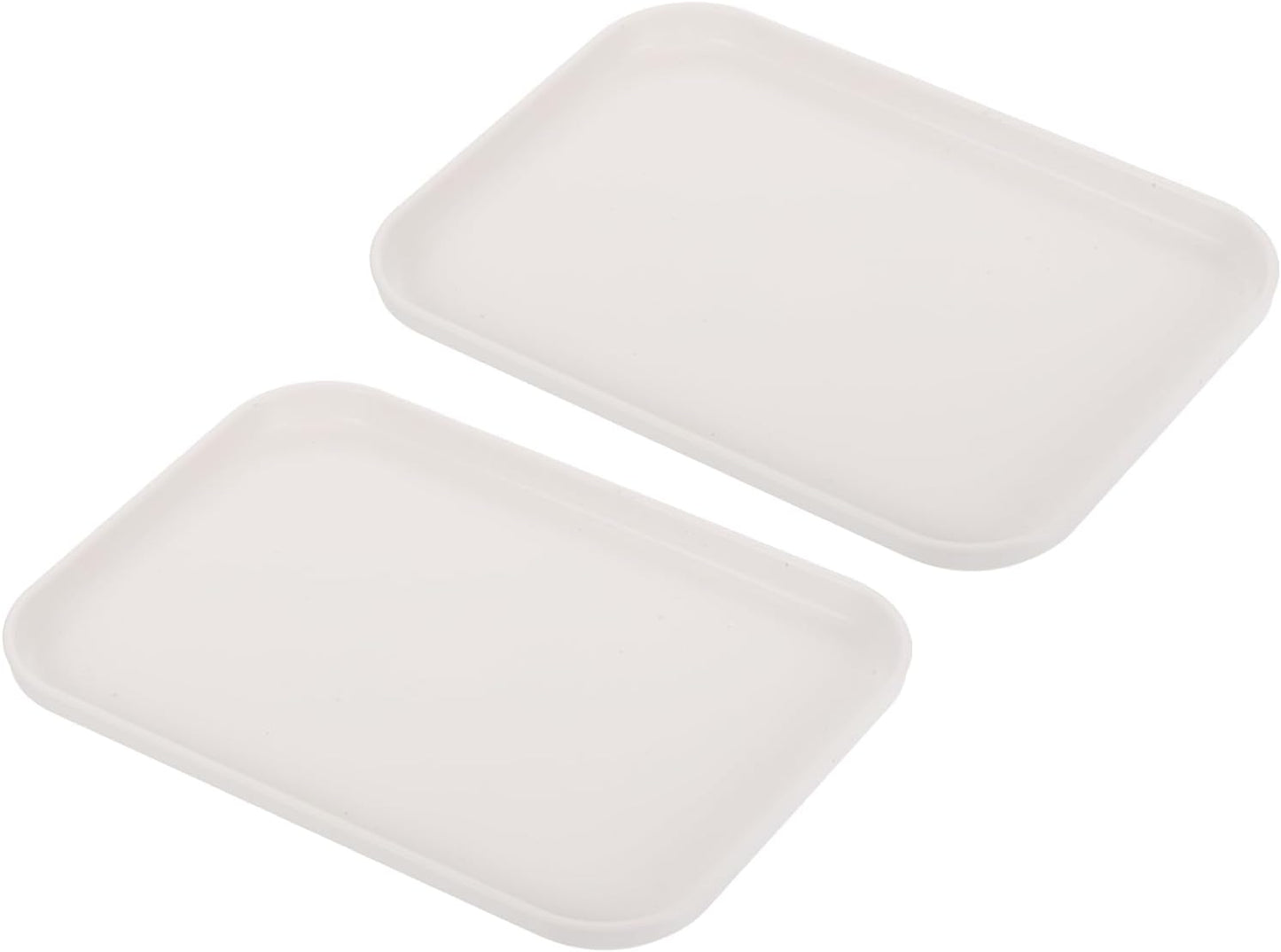 PATIKIL 9x7 Fast Food Tray, 2 Pack PP Plastic Reusable Multi-Purpose Non-Slip Rectangle Serving Tray for Cafeteria Restaurant Home Kitchen, White
