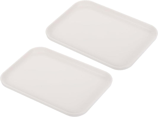 PATIKIL 9x7 Fast Food Tray, 2 Pack PP Plastic Reusable Multi-Purpose Non-Slip Rectangle Serving Tray for Cafeteria Restaurant Home Kitchen, White