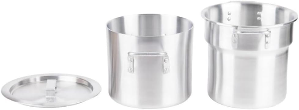 Soro Essentials- 8 Qt. Aluminum Double Boiler Pot with Lid- Steam Melting Stock Pot for Butter Chocolate Cheese Caramel Fondue Candy Dessert and Sauces