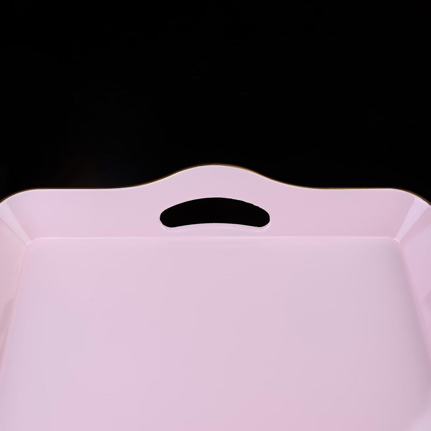 Pink Decorative Tray for Coffee Table with Handles, Plastic Rectangular Serving Tray for Living Room, Bathroom, Outdoors, 11.8"*17.3"