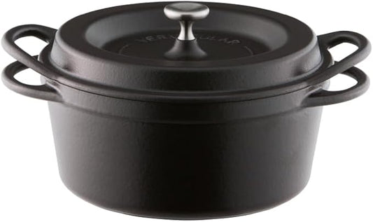 Vermicular Oven Pot | Non-Toxic Enameled Cast Iron Pot | 22cm (3.7 Qt) | Oven-safe | Induction-compatible | Dutch Oven | Made in Japan | Serves 3-4 | Matte Black