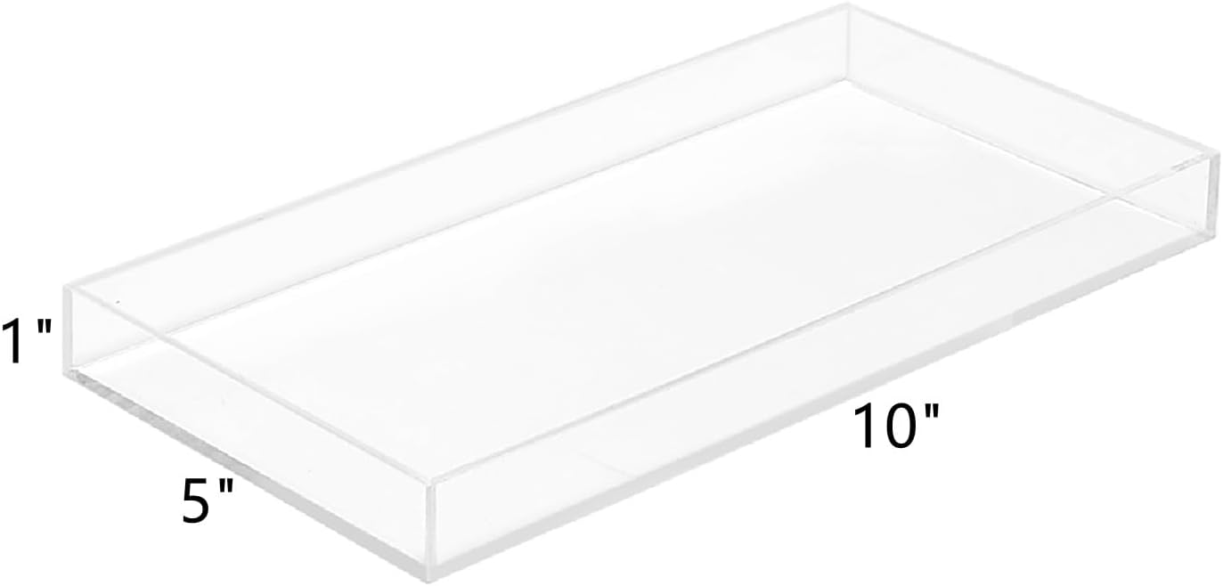 ROYALITA Acrylic Tray Bathroom Tray for Countertop, Guest Towel Holder Tray for Napkin Perfume Jewelry Makeup, Vanity Trays for Soap Dispenser, Aromatherapy, Cup & Candle, Clear