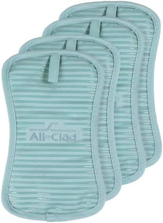 All-Clad Premium Pot Holder & Hot Pad: Heat Resistant to 500 Degrees - 100% Cotton, 10"x6.25" Hot Pad for Kitchen and Barbeque, 4-Pack, Rainfall
