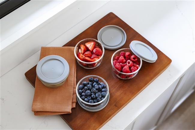 DURA LIVING 16-Piece Glass Food Storage Containers Set (8 Containers + 8 BPA-Free Lids) | 1-Cup, Leakproof | Microwave, Freezer, Oven & Dishwasher Safe | Ideal for Meal Prep & Pantry Organization