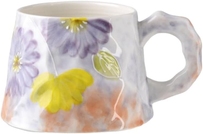 13oz ceramic mug, enlarged and thickened breakfast cup, suitable for spring, summer, autumn and winter, hand-painted cup, a personalized gift for girlfriend.