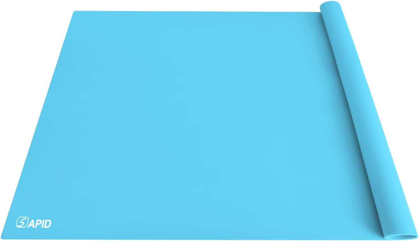 Extra Large Silicone Mat 36" x 24" Place Mats, Heat Resistant Mat for Kitchen Countertop Protector, Thick Placemats Washable Silicone Mats for Kitchen Counter Mat Dining Table Mat, Blue, Sapid