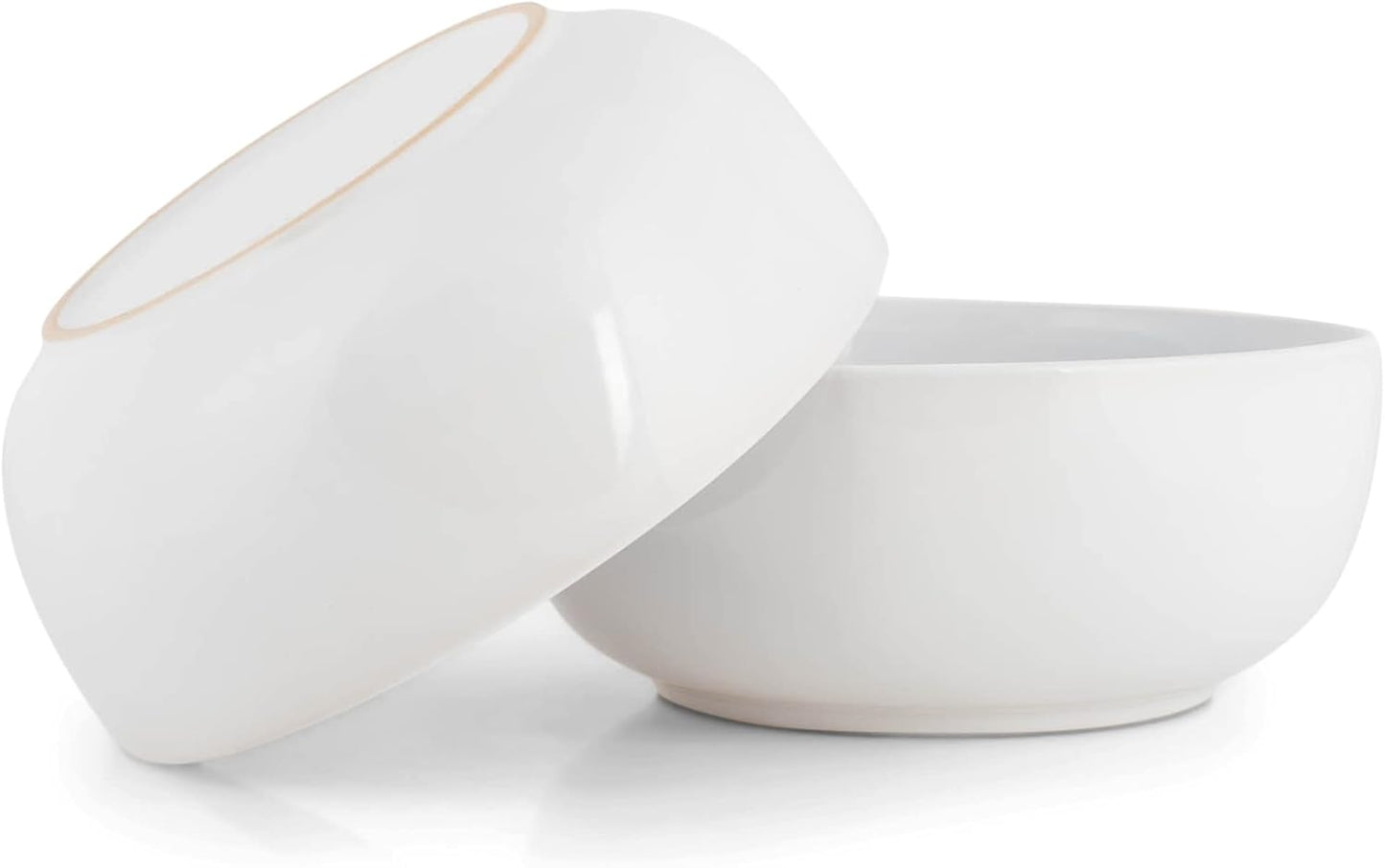 Elanze Designs Bistro Glossy Ceramic 8.5 inch Large Serving Bowls Set of 2 - Perfect for Multiple Everyday Uses: Pasta, Salad, Ramen, Soup, Popcorn, Noodles, Cereal and Mixing Bowls, White