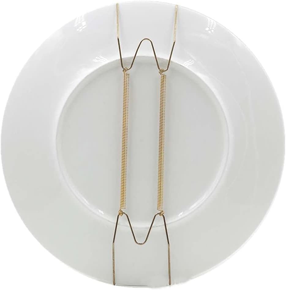 6/7/8/10/12/14/16 Inch Plate Dish Hanger Dismountable Wall Display Securing Clip W Type Dish Spring Holder Invisible Hook Home Decor,Vertical Plate Holders,Storage and Organization (6 Inch)