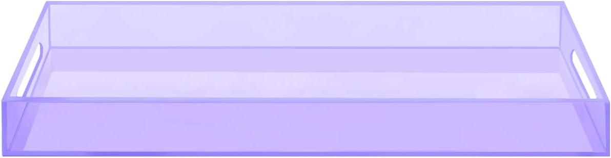 SetGame Acrylic Serving Tray with Handles, Bathroom Desktop Decorative Storage Arylic Trays, Simple Vanity Tray Food Tea Fruit Dinner Snack Tray for Bar Kitchen Party