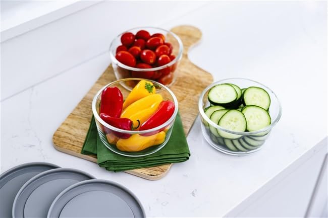 DURA LIVING 12-Piece Glass Food Storage Containers Set (6 Containers + 6 BPA-Free Lids) | 2-Cup, Leakproof | Microwave, Freezer, Oven & Dishwasher Safe | Ideal for Meal Prep & Pantry Organization