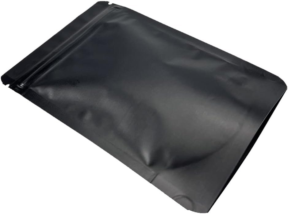 PABCK 50 Pieces 4.3x6.3 inch(Inside Size 3.5x3.9 inch) Stand-Up Resealable Heat Seal Bags 3.55mil Thick Frosted Black Foil Sealed Bags for Zip Packaging Lock Food Storage Pouch