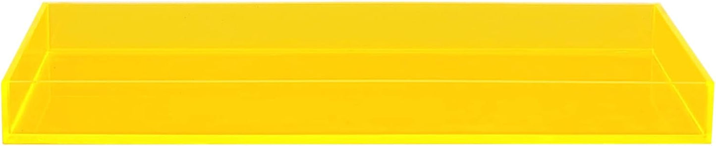 ROYALITA Acrylic Tray Bathroom Tray for Countertop, Guest Towel Holder Tray for Napkin Perfume Jewelry Makeup, Vanity Trays for Soap Dispenser, Aromatherapy, Cup & Candle, Yellow