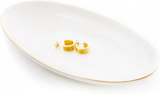 HANKOR Ceramic Key Bowl for Entryway Table, 7 x 4 Key Dish Tray Catch All Bowl, Small Decorative Bowl for Key Jewelry Ring, White