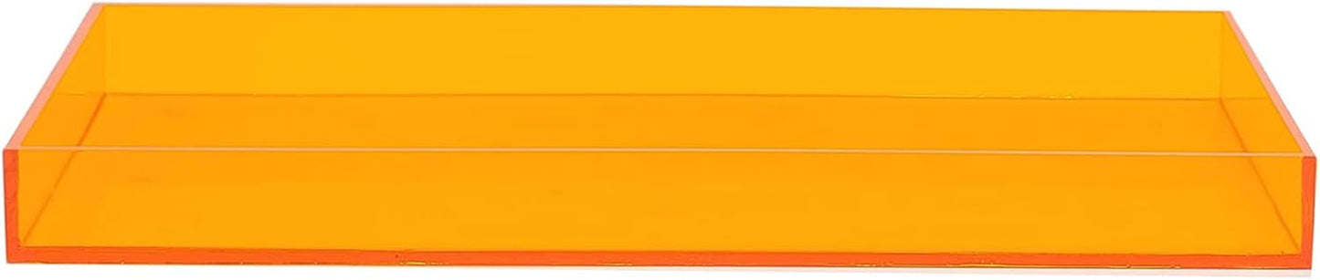 ROYALITA Acrylic Tray Bathroom Tray for Countertop, Guest Towel Holder Tray for Napkin Perfume Jewelry Makeup, Vanity Trays for Soap Dispenser, Aromatherapy, Cup & Candle, Orange