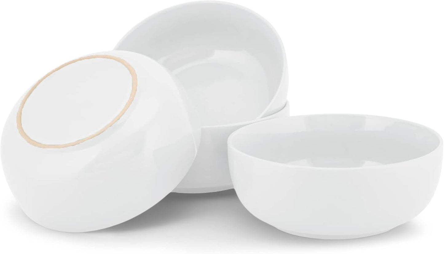 Elanze Designs Bistro Glossy Ceramic 7 inch Dinnerware Bowls Set of 4 - Perfect for Everyday uses from Pasta to Salad, Cereal to Ice cream, Ramen to Pho, White