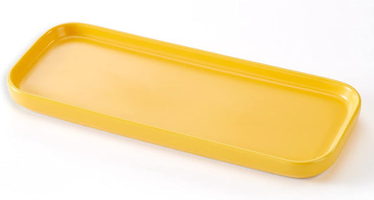 Ceramic Bathroom Tray,Kitchen Sink Organizer Tray,Cosmetics Holder,Vanity Trays,Candle Tray,Dessert Plate,Simple Style Rectangle Tray for Dessert Fruit Jewelry Perfume Soap Succulents Plant (Yellow)