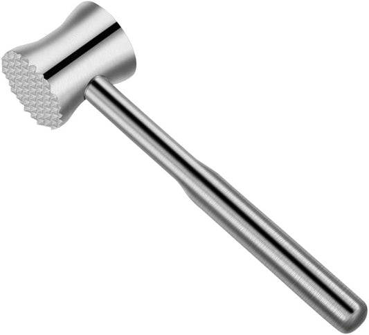 304 Stainless Steel Meat Tenderizer Mallet - Dual-Sided Meat Pounder Hammer for Tenderizing and Flattening Meat - Kitchen Essentials Meat Beater Tool with Comfort Grip Handle