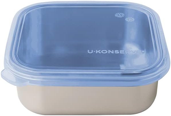 U Konserve Stainless Steel Food Storage Bento Box Container, Leak Proof Silicone Lid Dishwasher Safe - Plastic Free (15oz Blue)