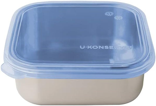 U Konserve Stainless Steel Food Storage Bento Box Container, Leak Proof Silicone Lid Dishwasher Safe - Plastic Free (15oz Blue)