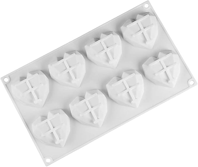 8 Cavity Diamond Love Heart-Shaped Silicone Molds for Sponge Cakes Mousse Chocolate Dessert Bakeware Pastry Mould