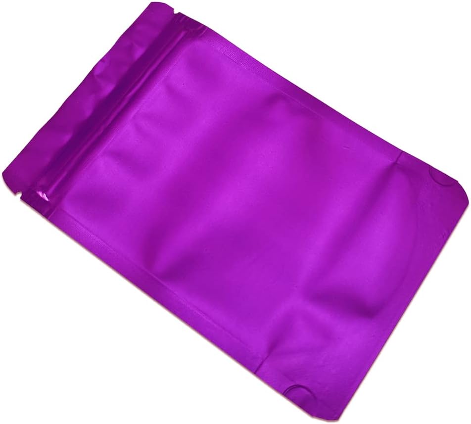 PABCK Stand-Up Resealable Heat Seal Bags 3.55mil Thick Frosted Purple Foil Sealed Bags 50 Pieces 3.35x5.1 inch for Zip Packaging Lock Food Storage Pouch