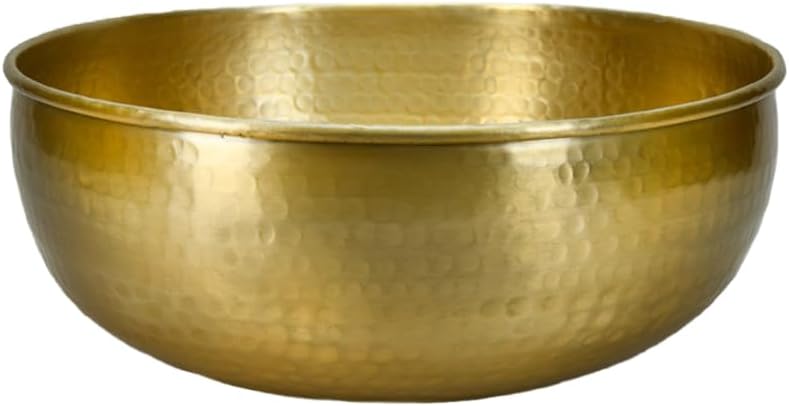 Serene Spaces Living 16" Brass-Look Aluminum Bowl: Handcrafted in India, for Living Room, Kitchen, Entryway, Wedding & Event - Ideal for Catchall, Flower, Fruit Display, or Candy Bowl