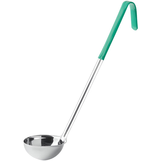 OCS Parts Professional Series Stainless Steel Culinary Ladle | 4 Ounce | Heat Resistant PVC Handle, Dishwasher Safe 14-Inch Soup Ladle for Home and Commercial Kitchens