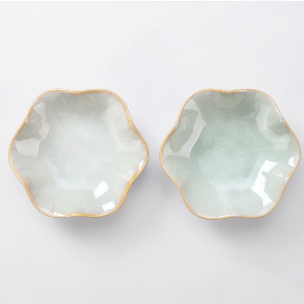 2PCS Lotus Leaf Shape Ring Holder Dish, Small Key Bowl, Ceramic Trinket Tray Jewelry Dish Organizing Necklace Earrings for Mom Friend Sister, All Jewelries Are NOT Included, Light Green.…