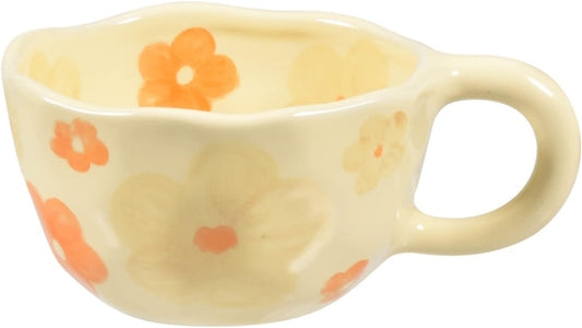 Koythin Ceramic Coffee Mug, Creative Flower Cup for Office and Home, Dishwasher and Microwave Safe, 8.5 oz/250 ml for Latte Tea Milk (Orange Flower)