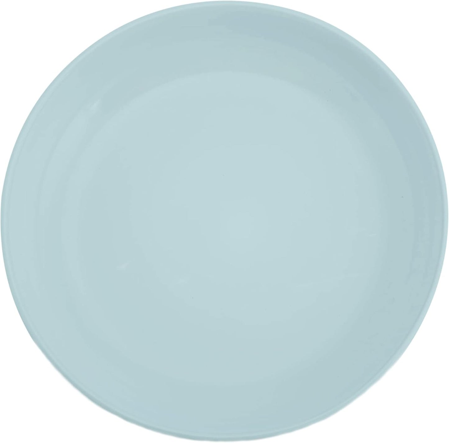 Elanze Designs Bistro Glossy Ceramic 8.5 inch Shallow Pasta Dinner Bowls Set of 4 - Perfect for Everyday uses from Italian Style Pasta to Caesar Salad, and Ramen to Pho, Ice Blue