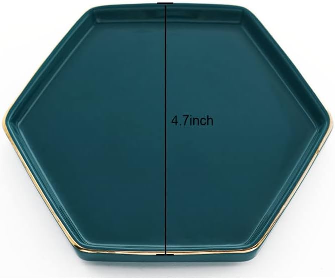 4.7 inch Ceramic Jewelry Dish Tray, Small Ring Holder Dish, Green Catch All Trinket Tray for Keys Rings Earrings