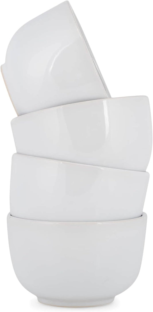 Elanze Designs Bistro Glossy Ceramic 4 inch Cute and Small Dessert Bowls Set of 4 - Perfect for Everyday uses from Snacks, Ice Cream, Candy and Treats, White