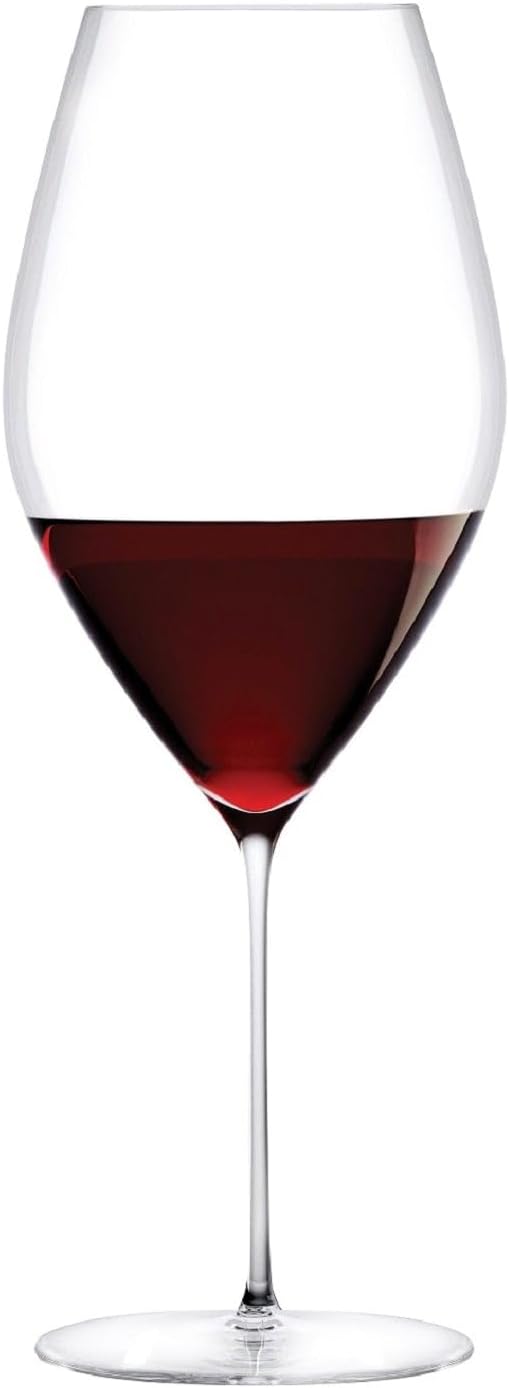 NUDE Red Wine Glass, Stem Zero Grace – Crystal Large Long Stem Wine Glass for Medium to Full Bodied Red Wines, Curvaceous Bowl, Lead-Free, Dishwasher Safe, 27 oz