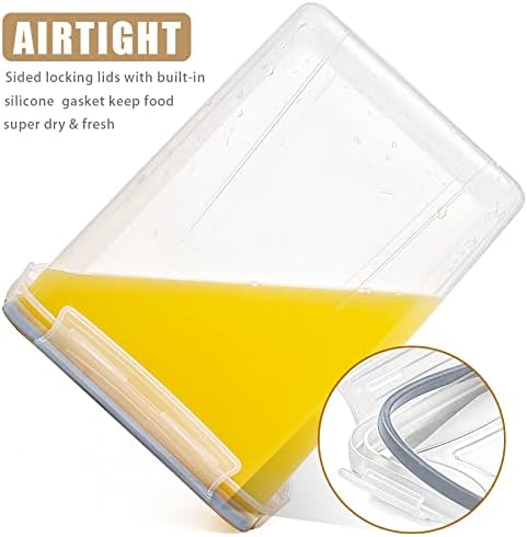 Wildone Large Food Storage Containers 5.2L /175oz, 4 Piece BPA Free Plastic Airtight Food Storage Containers for Flour, Sugar, Baking Supplies, Kitchen & Pantry Containers with 20 Labels - Gray