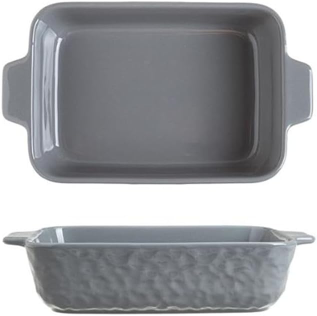 Lavandi Ceramic Bakeware Set, Rectangular and Wide Baking Pans, Oven/Microwave/Dishwasher Safe (Gray, 8 inches)
