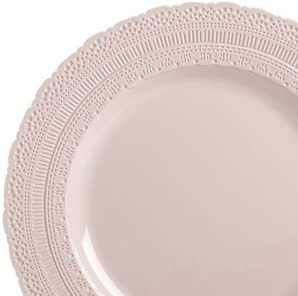 " OCCASIONS " 80 Plates Pack,(40 Guests) Extra Heavyweight Vintage Wedding Disposable/Reusable Plastic Plates 40x11'' Dinner+40 x 8.25'' Salad/Dessert Plate (Chateau Blush Pink)
