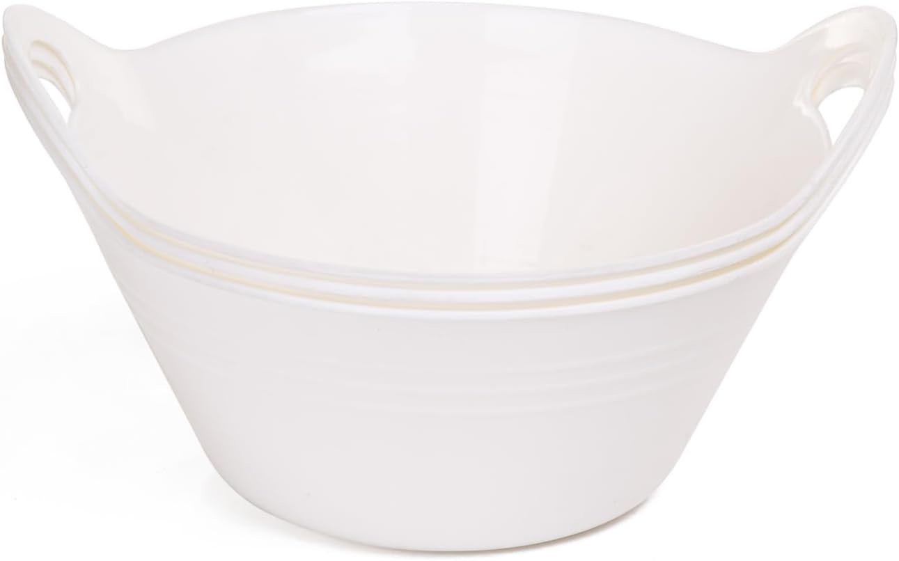 Mintra Home Plastic Bowls with Handles (970ml Small 3pk, White)