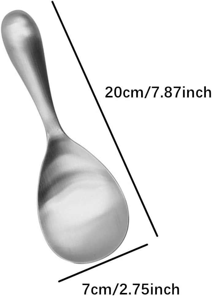 2 Pack Thickened Stainless Steel Rice Spoons, 8 Inch Rice Cooker Serving Spoons Soup Paddle Ladle Spoon Kitchen Set, Easy To Clean (Silver)