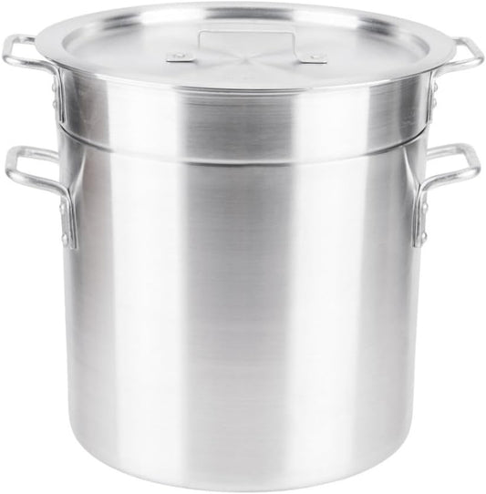 Soro Essentials- 20 Qt. Aluminum Double Boiler Pot with Lid- Steam Melting Stock Pot for Butter Chocolate Cheese Caramel Fondue Candy Dessert and Sauces