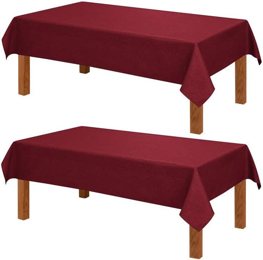 Hiasan 2 Pack Faux Linen Square Tablecloth - Wrinkle and Stain Resistant Washable Table Cloth for Kitchen Dining Room Holiday Table Cover for Party Dinner, Red, 54 x 54 Inch