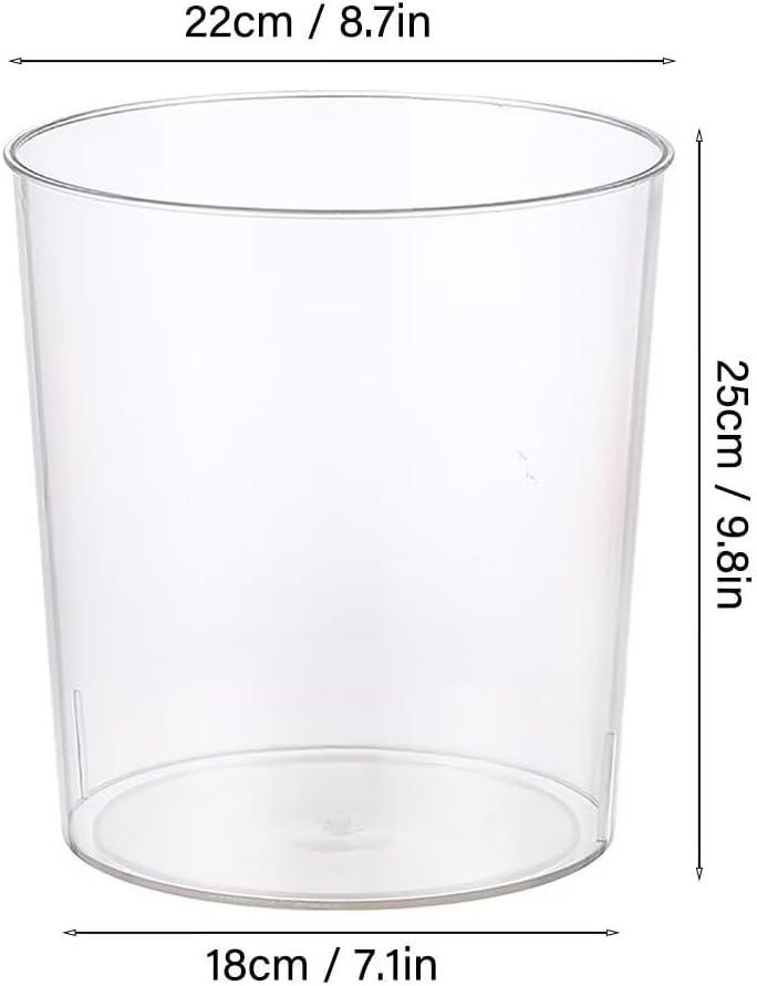 Bathroom Trash Can 8.7 x 7.1 x 9.8 Inch Small Trash Can Plastic Wastebasket Large Capacity Clear Round Garbage Can for Bathroom Bedroom Office Kitchen Dorm Room (L)