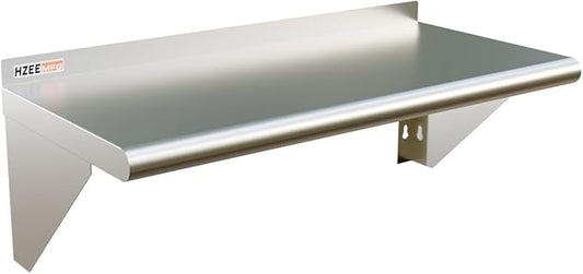 Stainless Steel Wall Mounted Shelf 14x30 Inches, 18 Gauge Commercial Shelving Metal Storage Rack Shelves for Kitchen, Restaurant, Garage and Laundry