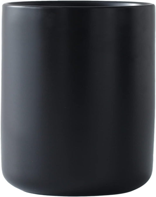 Black Kitchen Utensil Holder for Countertop, Matte Ceramic Utensils Crock for Kitchen Counter-top, Modern Spatula Holder, Cooking Utensil Holder Easy to Clean for Farmhouse 4.5×6.4 IN