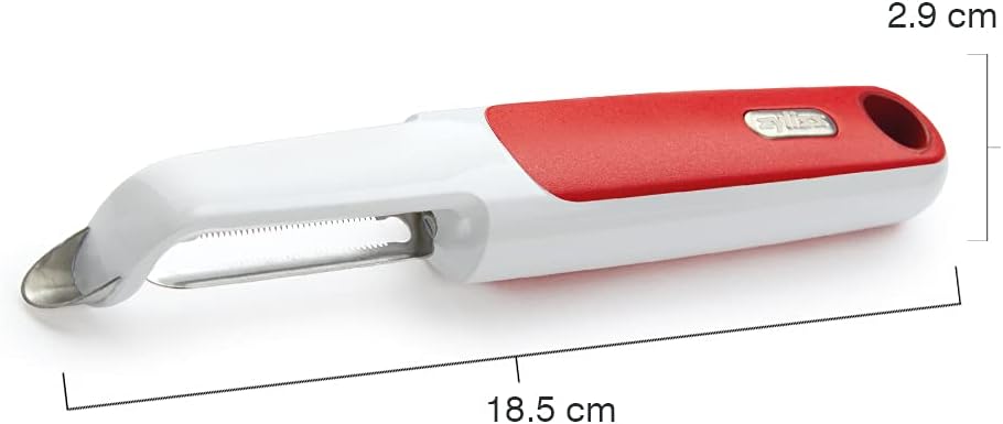 Zyliss Soft Skin Fruit & Vegetable Peeler - Stainless Steel Serrated Peeler - Perfect for Potato, Cucumber, Carrot, Apple, Orange, Tomatoes, & More - Comfort Grip Peeler Kitchen Tool - Red