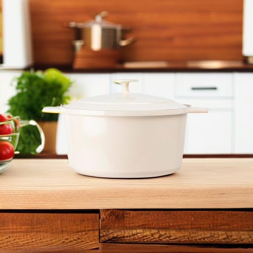 Gotham Steel 5 Qt Dutch Oven Pot with Lid, Nonstick Ceramic Dutch Oven Stock Pot, 10 in 1 Cooking Pots & Dutch Ovens for Bread Baking, Lightweight Oven & Dishwasher Safe – Cream