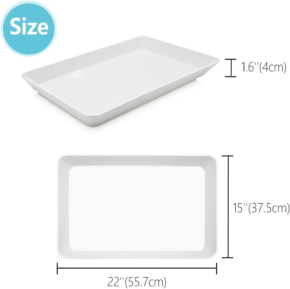 Serving Tray Platter, 22'' x 15'' x 1.6'', 2 Pcs Food Tray for Veggie Fruit Snack Dessert Cookie Cheese, Food Trays for Party Supplies Display, Large Platters for Serving Food, BPA Free