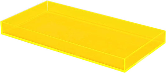 ROYALITA Acrylic Tray Bathroom Tray for Countertop, Guest Towel Holder Tray for Napkin Perfume Jewelry Makeup, Vanity Trays for Soap Dispenser, Aromatherapy, Cup & Candle, Yellow