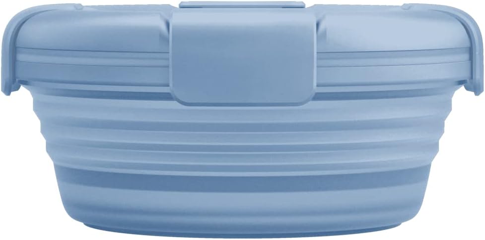 STOJO Collapsible Bowl - Translucent 36oz - Reusable Silicone Bowl (Translucent Steel Blue)