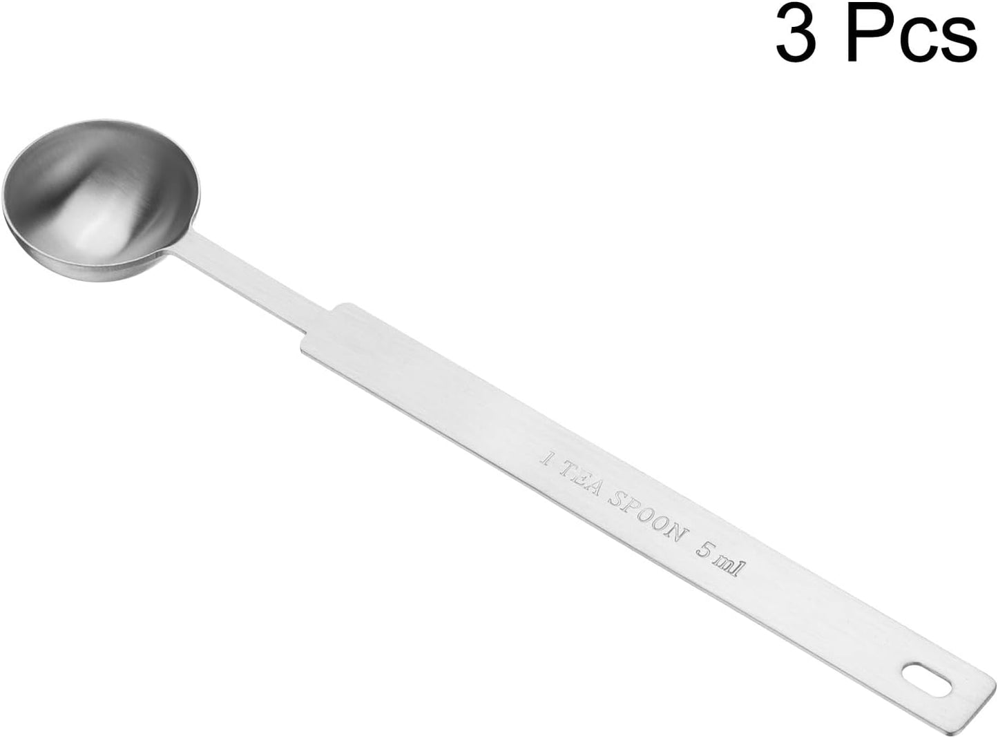 HARFINGTON 3pcs Single Measuring Spoon 1tsp (1/3tbsp, 5ml) Teaspoon/Tablespoon 430 Stainless Steel Single Tiny Square Bowl Measuring Spoon Long Handle Measure Scoop