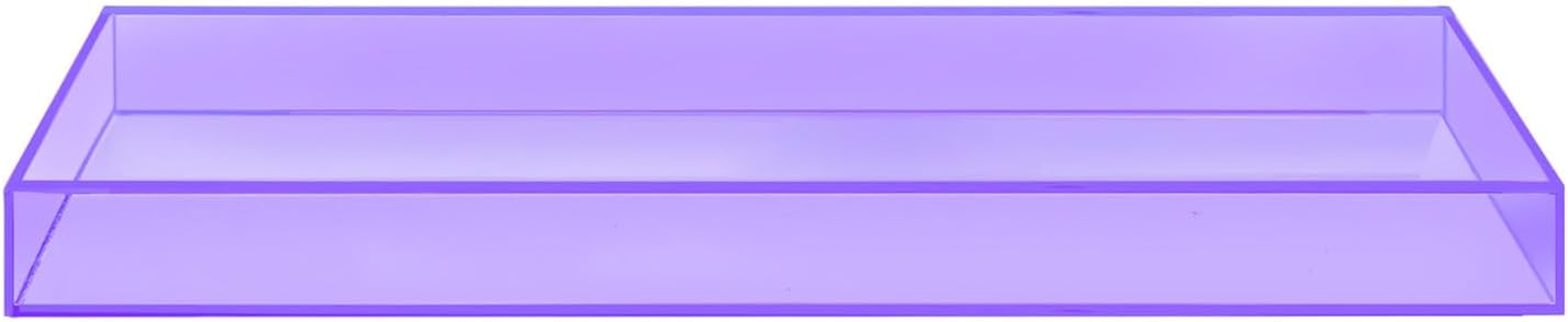 ROYALITA Acrylic Tray Bathroom Tray for Countertop, Guest Towel Holder Tray for Napkin Perfume Jewelry Makeup, Vanity Trays for Soap Dispenser, Aromatherapy, Cup & Candle, Purple